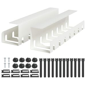vidaXL Under Desk Cable Management Tray 2 pcs White 43 x 10 x 10 cm