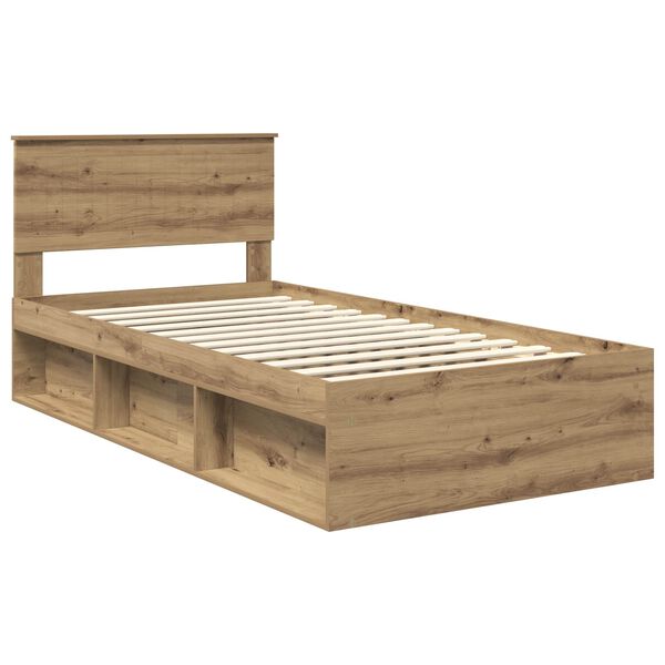 vidaXL Bed Frame Artisian Oak 100 x 200 cm Solid Pine Wood