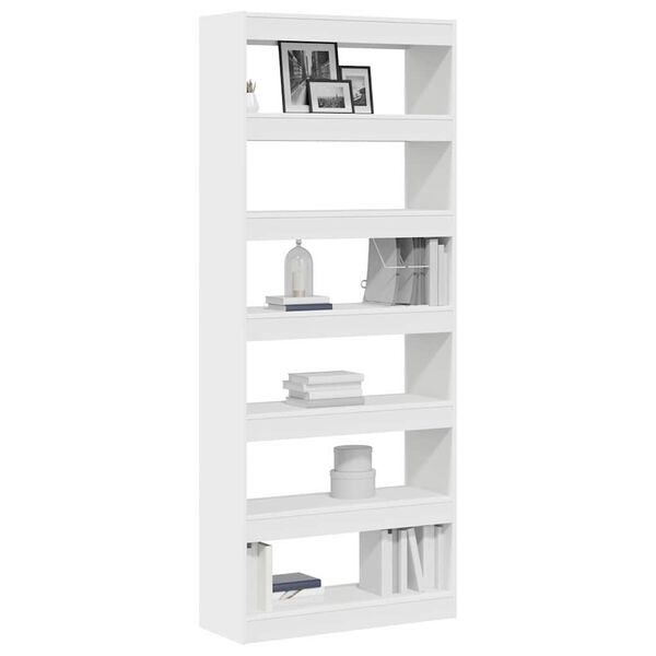 vidaXL Book Cabinet with Shelf White 80 x 30 x 198 cm Engineered Wood