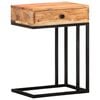 vidaXL Side Table | Natural Wood | Solid Acacia Wood, Powder-Coated Steel