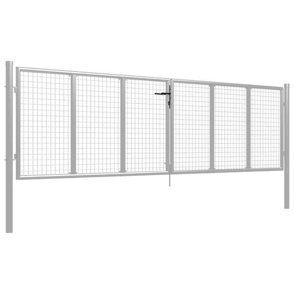 vidaXL Garden Gate Galvanised Steel 400x100 cm Silver