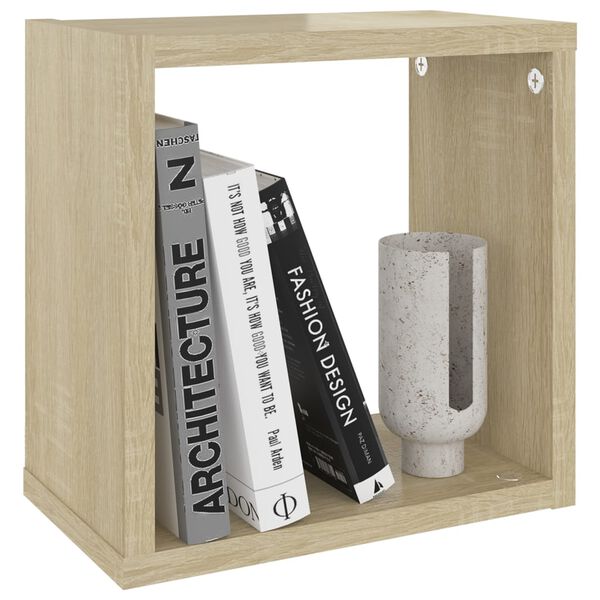 vidaXL Wall Cube Shelves 4 pcs White and Sonoma Oak 26x15x26 cm