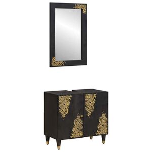 vidaXL Bathroom Cabinet Set 2 pcs Black Solid Mango Wood