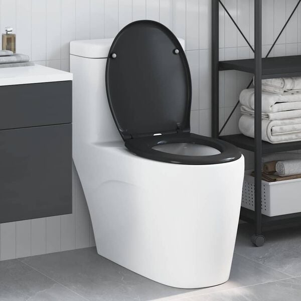 vidaXL Toilet Seat Black 44.8 x 37.3 x 4.2 cm Duroplast