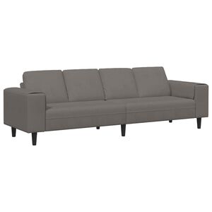 vidaXL Sofa with Cushion Light Grey 250 x 77 x 76 cm Corduroy Fabric