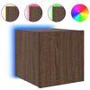 vidaXL TV Wall Cabinet with LED Lights Brown Oak 30,5x35x30 cm