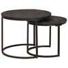vidaXL Nesting Coffee Tables 2 pcs Black Solid Mango Wood and Steel