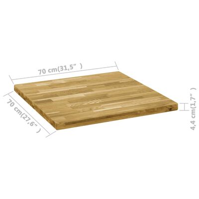 vidaXL Table Top Solid Oak Wood Square 44 mm 70x70 cm