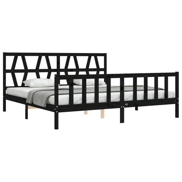 vidaXL Bed Frame without Mattress Black 200x200 cm Solid Wood Pine