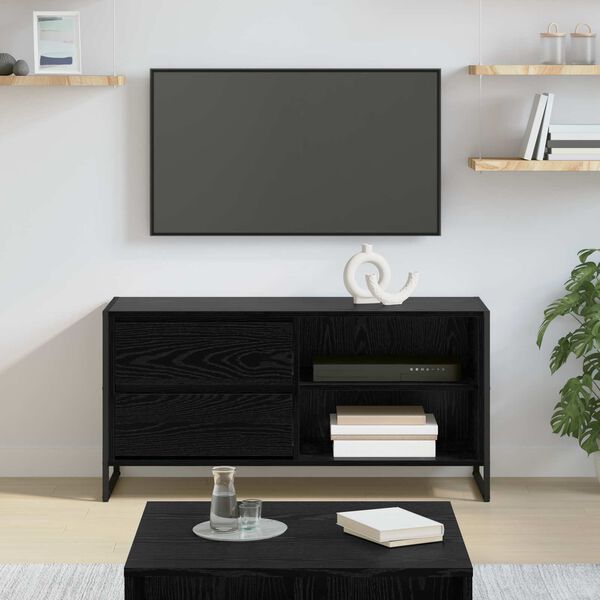vidaXL TV Cabinet Black Oak 100 x 36 x 49.5 cm Engineered Wood