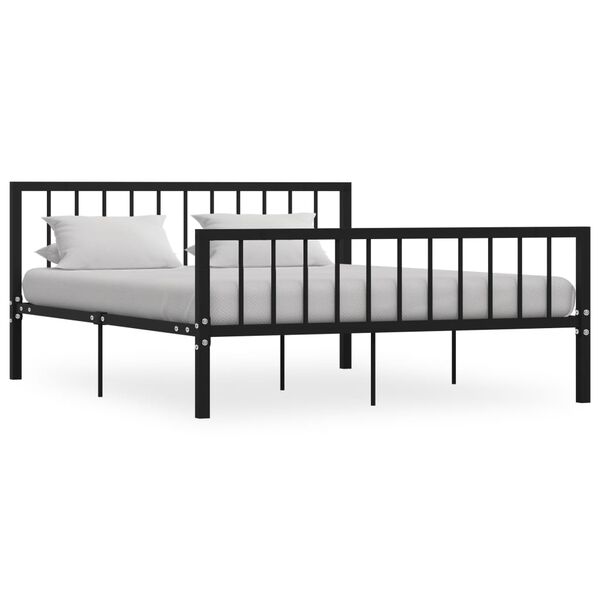 vidaXL Bed Frame without Mattress Black Metal 160x200 cm