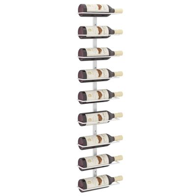 vidaXL Wall-mounted Wine Rack for 9 Bottles White Iron