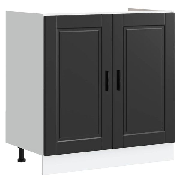 vidaXL Sink Base Cabinet with Door Porto 2 pcs Black Engineered wood