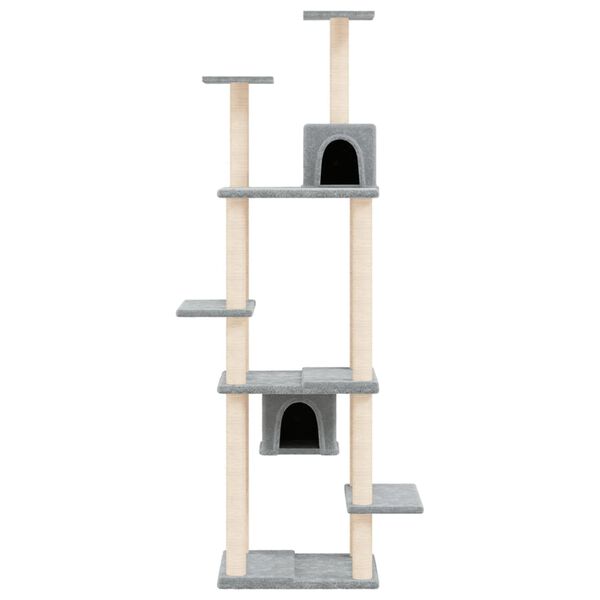 vidaXL Cat Tree with Sisal Scratching Posts Light Grey 176 cm