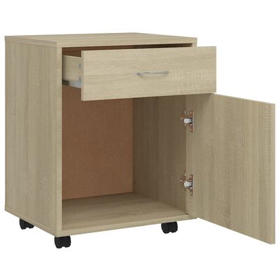 vidaXL Rolling Cabinet Sonoma Oak 45x38x54 cm Engineered Wood