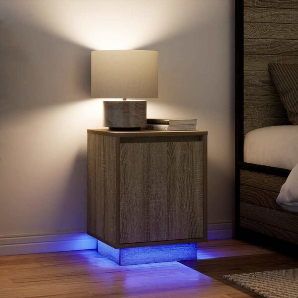 vidaXL Bedside Cabinets with LED Lights&nbsp;2 pcs Sonoma Oak 38x34x50 cm