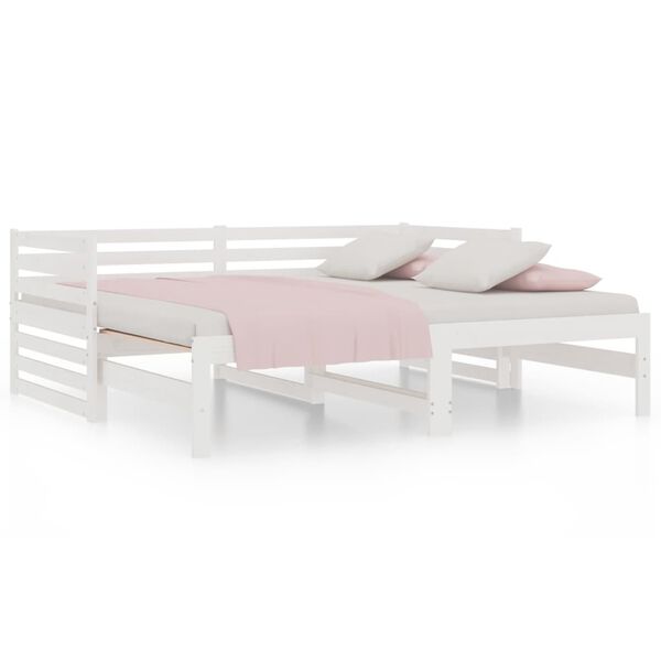 vidaXL Pull-out Day Bed without Mattress White 2x(80x200)cm