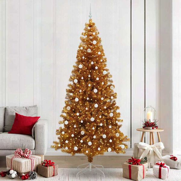 vidaXL Christmas Tree with 300 LEDs with Stand Gold 240 cm PET