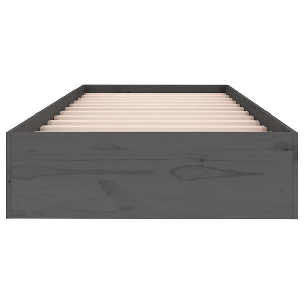 vidaXL Bed Frame without Mattress Grey Solid Wood 75x190 cm Small Single Small Single