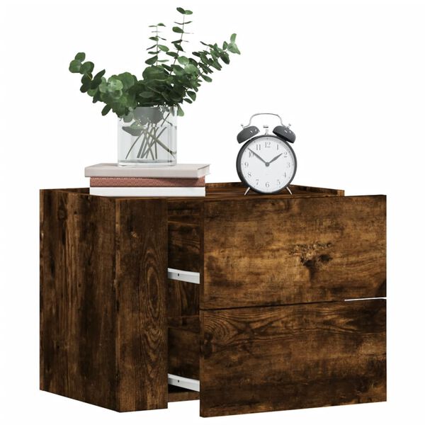 vidaXL Wall-mounted Bedside Cabinet Smoked Oak 45x30x35 cm