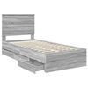 vidaXL Bed Frame with Drawer Grey Sonoma 90 x 200 cm Engineer Wood