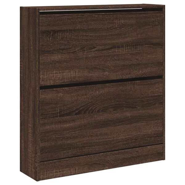 vidaXL Shoe Cabinet Brown Oak 80x21x87.5 cm Engineered Wood