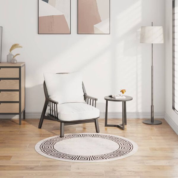 vidaXL Rug Washable φ120 cm Light Beige Anti Slip