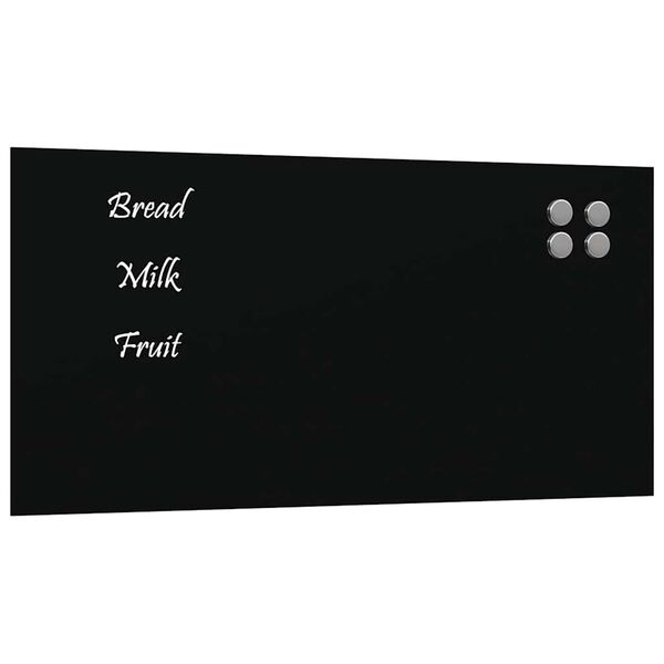 vidaXL Wall-mounted Magnetic Board Black 60x30 cm Tempered Glass