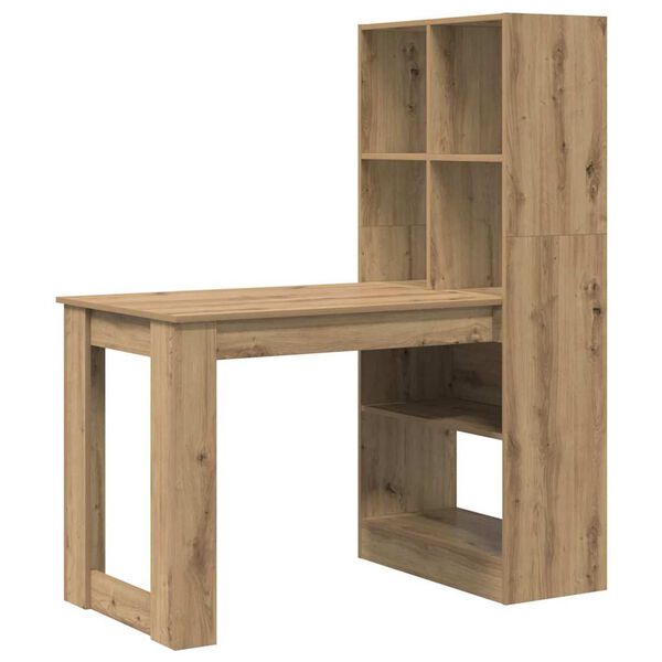 vidaXL Desk with Shelf Artisan Oak 122 x 67 x 145 cm Engineered Wood