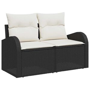vidaXL Garden Sofa Black 124 x 62 x 69cm Poly Rattan