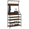 vidaXL Clothes Rack with Shoe Storage Brown Oak 90x34x184 cm