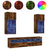 vidaXL 5 Piece TV Wall Units with LED Smoked Oak Engineered Wood