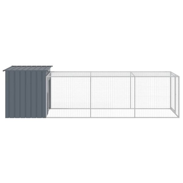 vidaXL Chicken Cage with Run Anthracite 110x405x110 cm Galvanised Steel