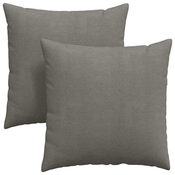 vidaXL Sofa Pillows 2 pcs Light Grey 80 x 80 cm Corduroy Fabric