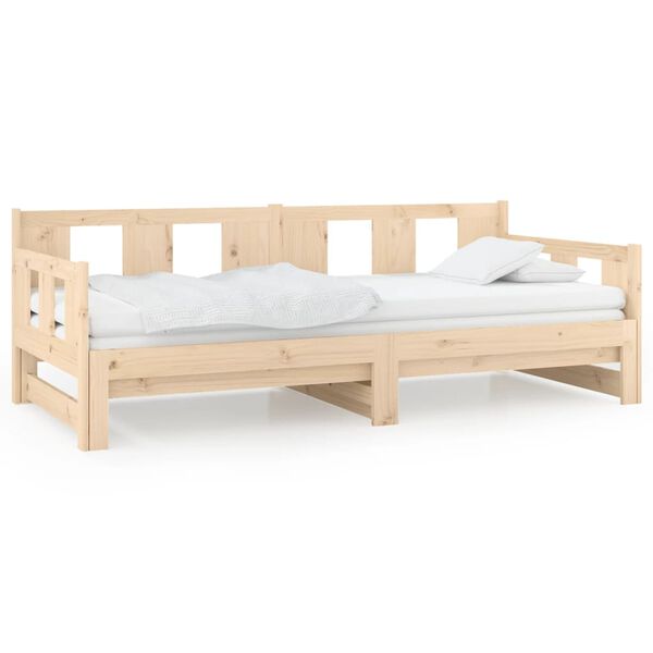 vidaXL Pull-out Day Bed without Mattress Solid Wood Pine 2x(90x190) cm