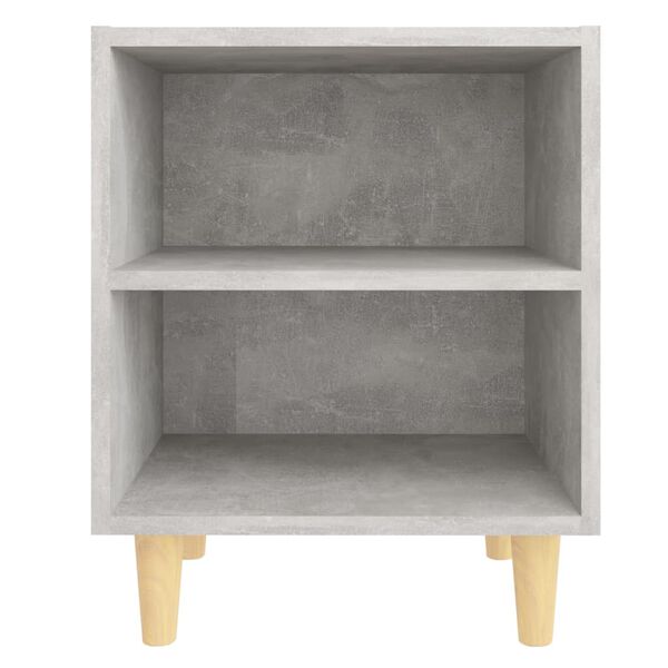 vidaXL Bed Cabinet with Solid Wood Legs Concrete Grey 40x30x50 cm