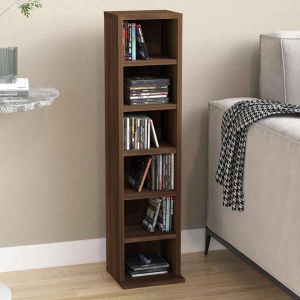 vidaXL CD Cabinet Brown Oak 21x20x88 cm Engineered Wood