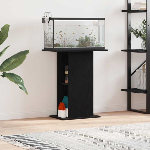 vidaXL Aquarium Stand Black Oak 60.5x36x72.5 cm Engineered Wood