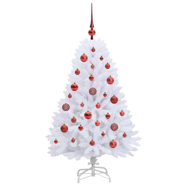 vidaXL Artificial Hinged Christmas Tree White 120 cm PVC and Steel