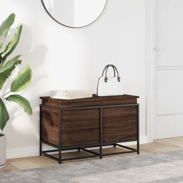 vidaXL Storage Box with Lid Brown Oak 80x40x51.5 cm Engineered Wood
