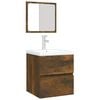 vidaXL Bathroom Sink Cabinet with Basin and Mirror Smoked Oak