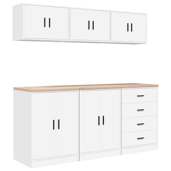 vidaXL Garage Cabinets 6 pcs White Engineered Wood