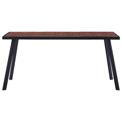 vidaXL Dining Table Dark Wood and Black 160x80x75 cm MDF