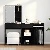 vidaXL LED Dressing Table Set with Drawer Black Oak 140 x 40 x 140 cm