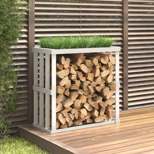 vidaXL Outdoor Log Holder White 108x52x106 cm Solid Wood Pine