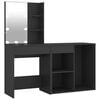vidaXL LED Dressing Table with Cabinet Black Engineered Wood