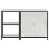 vidaXL Kitchen Storage Set with Shelf 2 pcs Silver Galvanised Steel