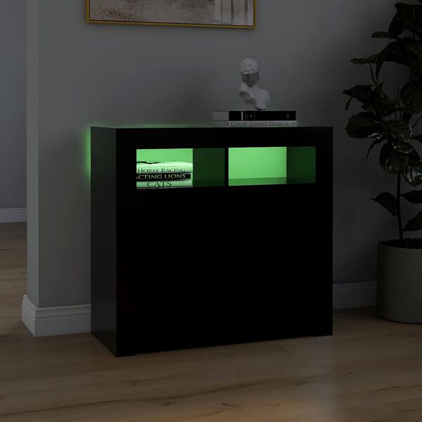 vidaXL Sideboard with LED Lights Black 80x35x75 cm