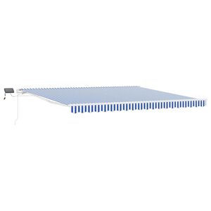 vidaXL Retractable Awning Manual Blue and White 500 x 300 cm