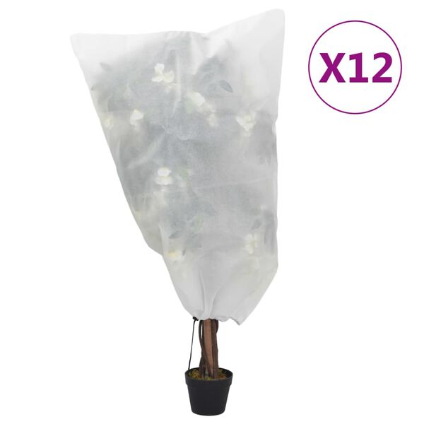 vidaXL Plant Fleece Covers with Drawstring 12 pcs 70 g/m&sup2; 0.8x1 m